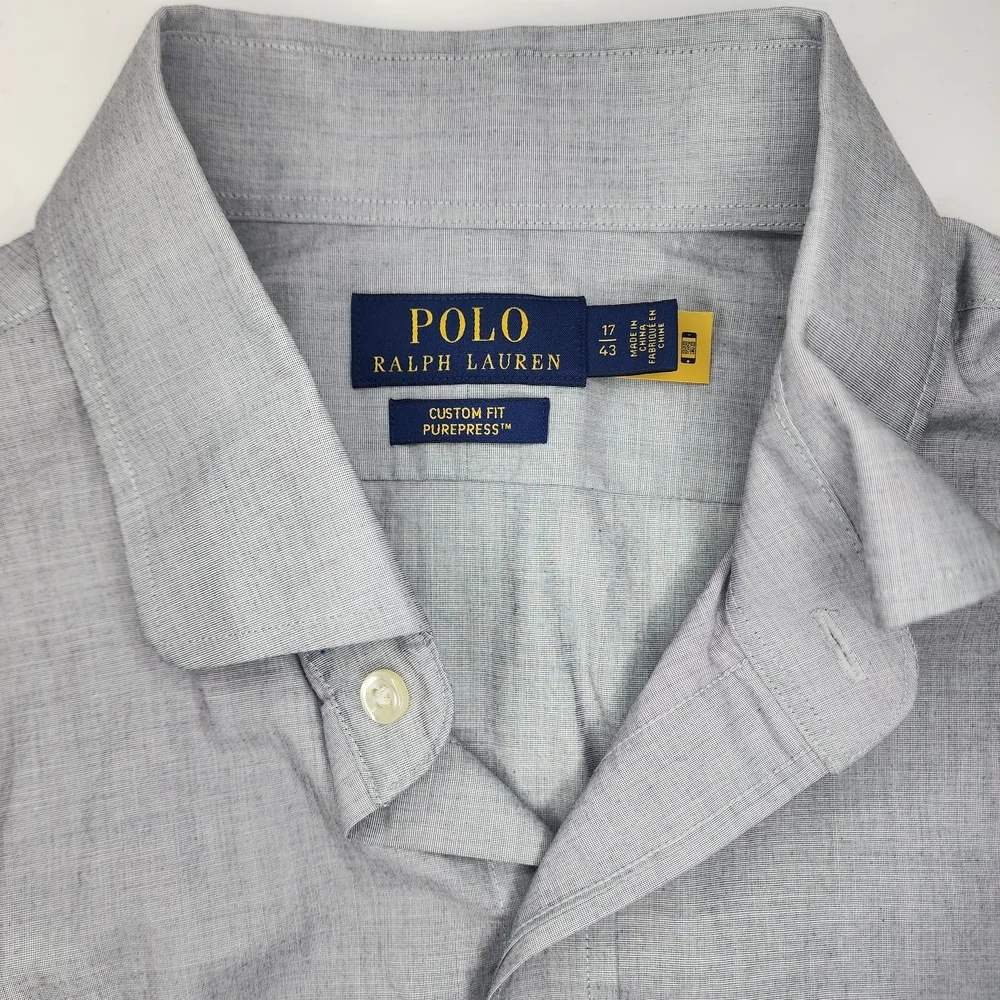 Polo by Ralph Lauren‎ Regent Custom Men's Gray Button Down Poplin Shirt 17/43